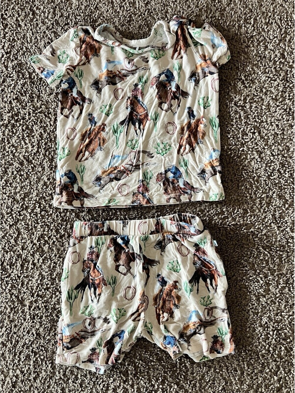 Posh Peanut Toddler Cowboy Print Bamboo Snug Fit Pajamas Western Sz 2T
